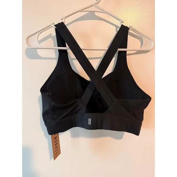 NWT NOBULL black womens padded cross back pace L sports bra athletic wear - Picture 2 of 4